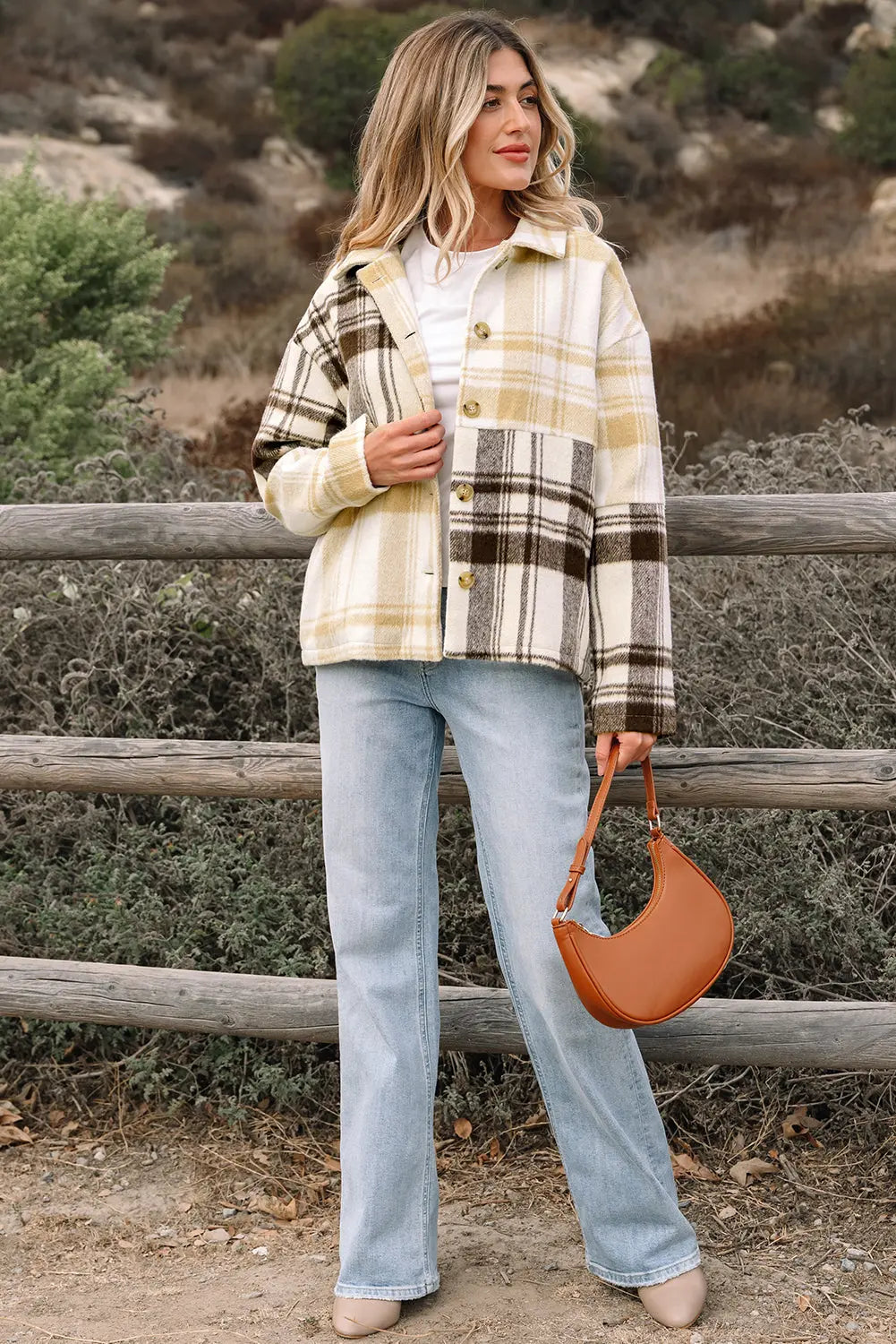 Julinique Plaid Patchwork Side Shacket