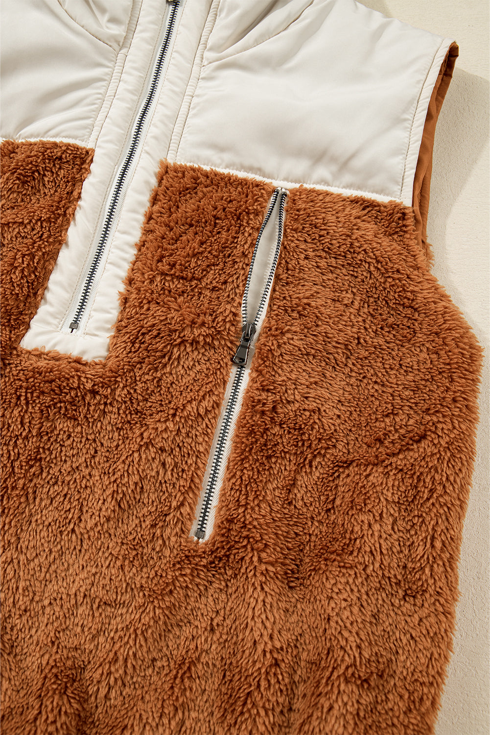 Elizabeth Patchwork Zipper Stand Vest