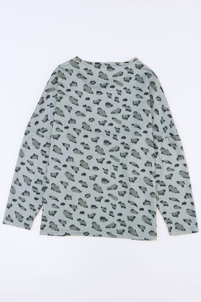 Evelyn Print Stitching Loose Long Sleeve Top