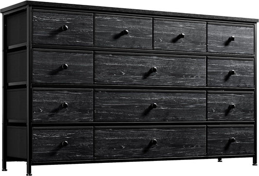 Black Dresser, Dresser for Bedroom with 13 Storage Drawers, Dressers & Chests of Drawers for 55" TV, Black Dresser for Bedroom, Long Dresser for Closet, Entryway ShipItFurniture