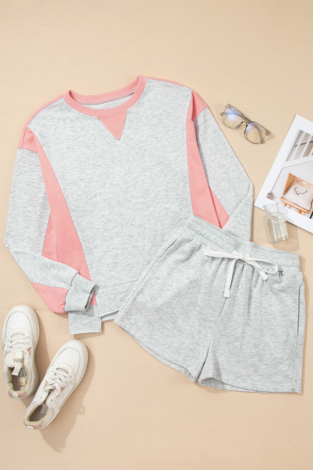 Charlie Raw Hem Pullover and Casual Shorts Set Threaded Pear