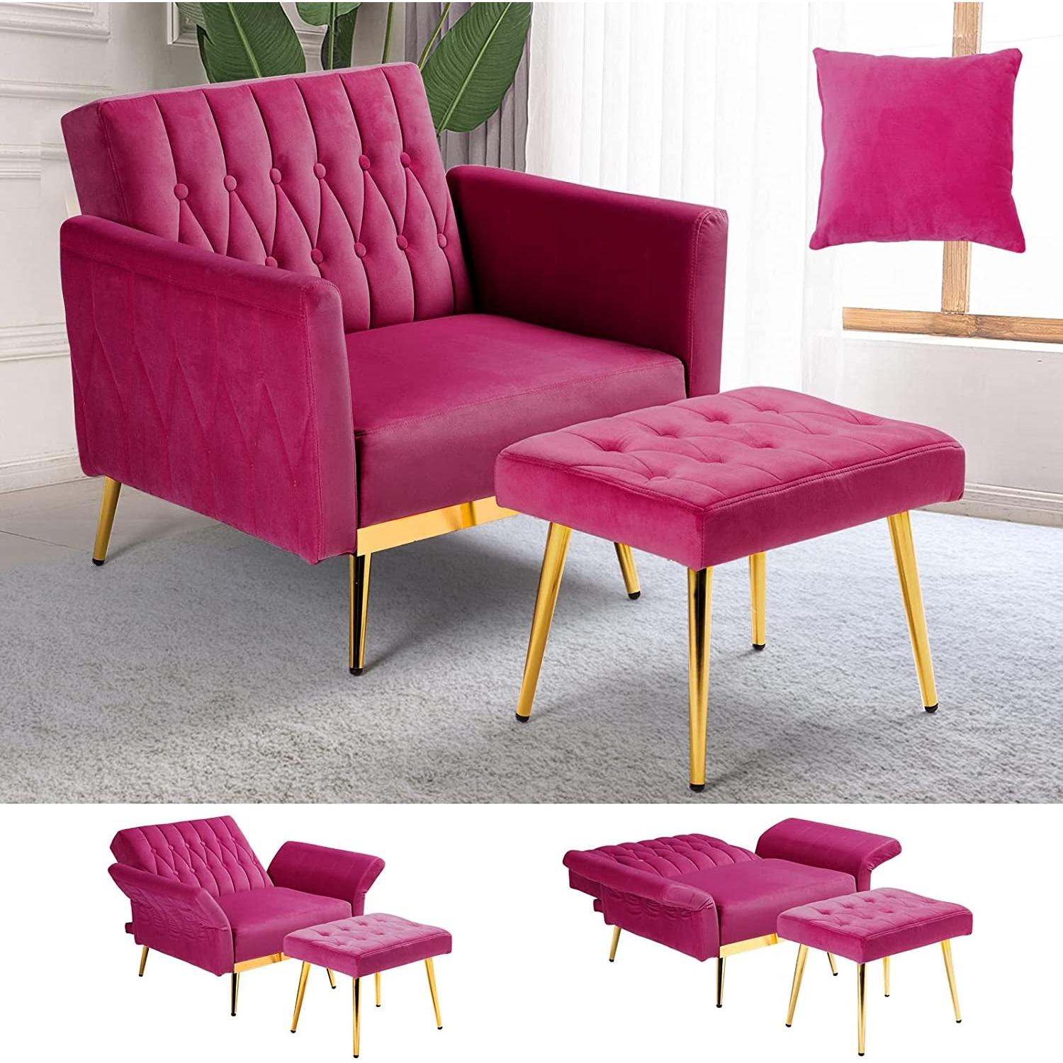Accent Chair Recliner With Adjustable Armrests Fuchsia ShipItFurniture