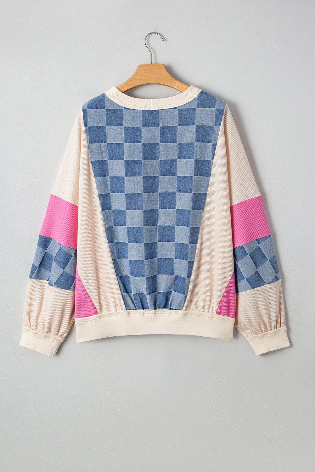 Chelsea Oversized Checkered Denim Casual Sweatshirt