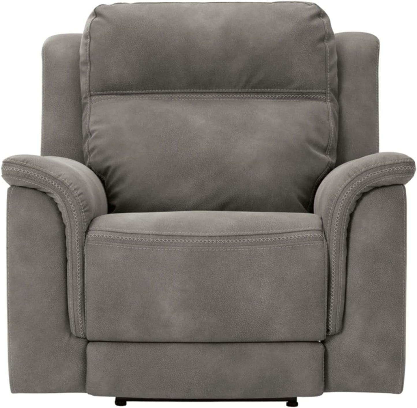 Durapella Power Recliner With Adjustable Headrest Gray ShipItFurniture