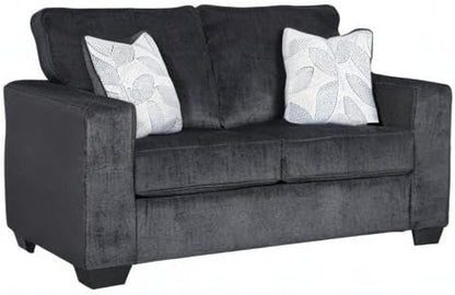 Dark Gray Modern Loveseat With Two Accent Pillows Included ShipItFurniture