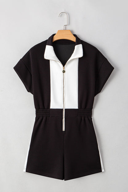 Olivia Patchwork Zip Front Romper