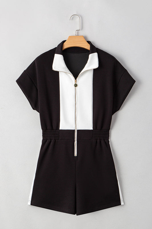 Olivia Patchwork Zip Front Romper