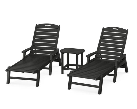 Nautical Three Piece Outdoor Chaise Lounge Set Table ShipItFurniture