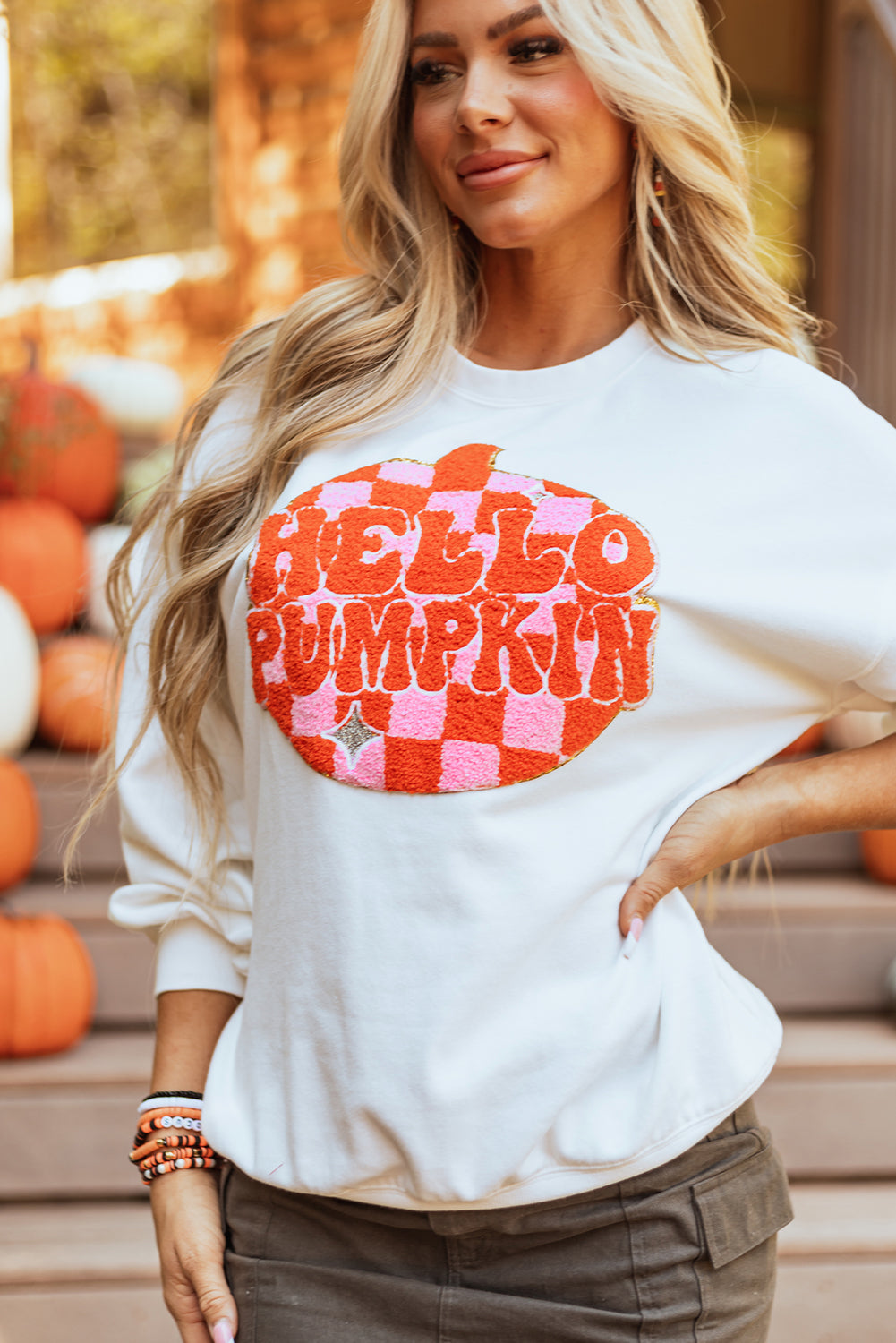 Blair Halloween Pumpkin Patched Pullover Sweatshirt Threaded Pear
