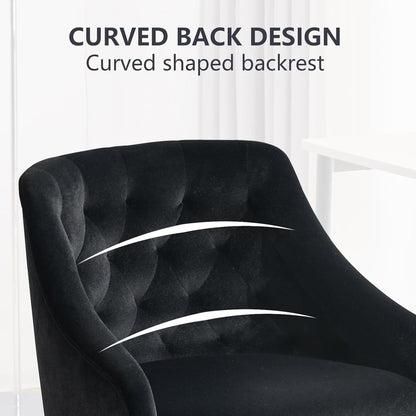 Black Velvet Office Chair 360 Swivel For Home Office