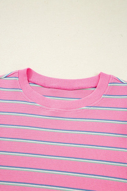 Giana Stripe Textured Knit Long Sleeve Top