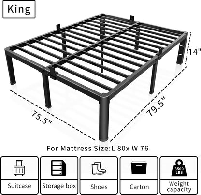 Premium King Size Metal Bed Frame With Under Bed Storage ShipItFurniture