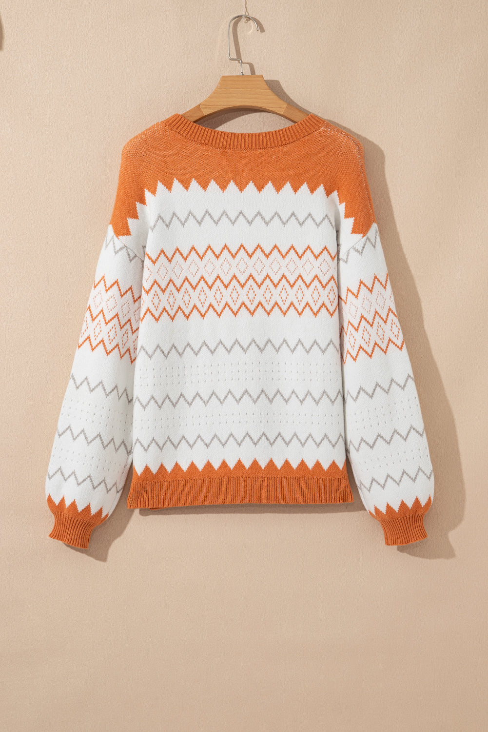 Daphne Zigzag Knitted Pullover Sweater Threaded Pear