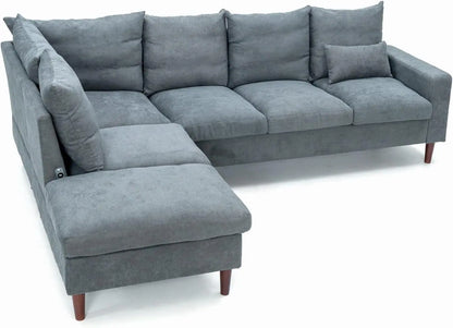 Sectional Sofa Grey Left Facing Chaise Living Room ShipItFurniture