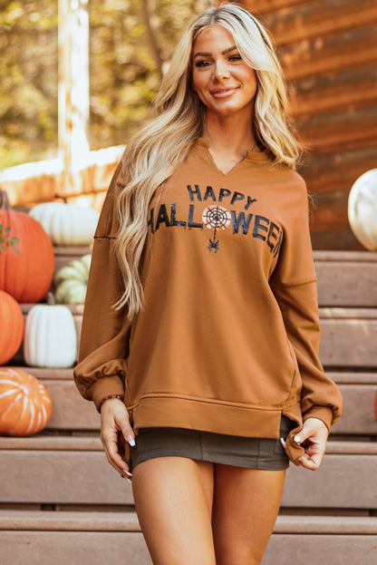 Sequin Happy Halloween Long Sleeve Top