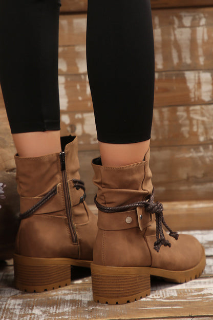 Mila Strap Side Zip Boots