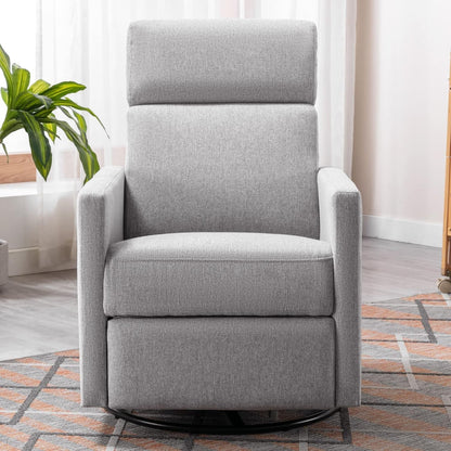 Gray Swivel Recliner Chair With Glider And Headrest ShipItFurniture