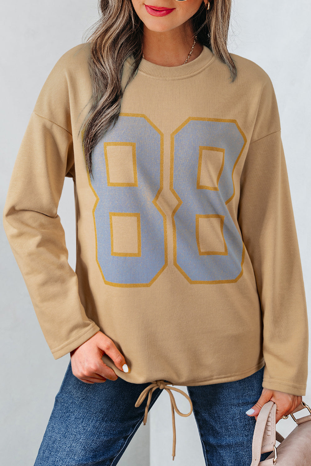 Macy Drawstring Hemline Oversize Long Sleeve Top