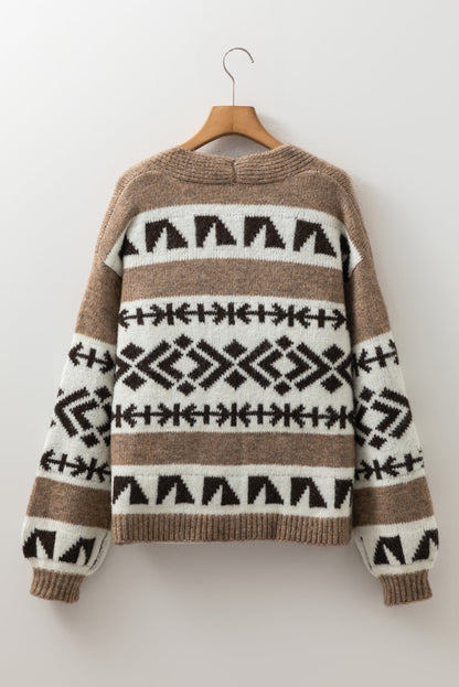 Adelynn Geometric Pattern Front Sweater