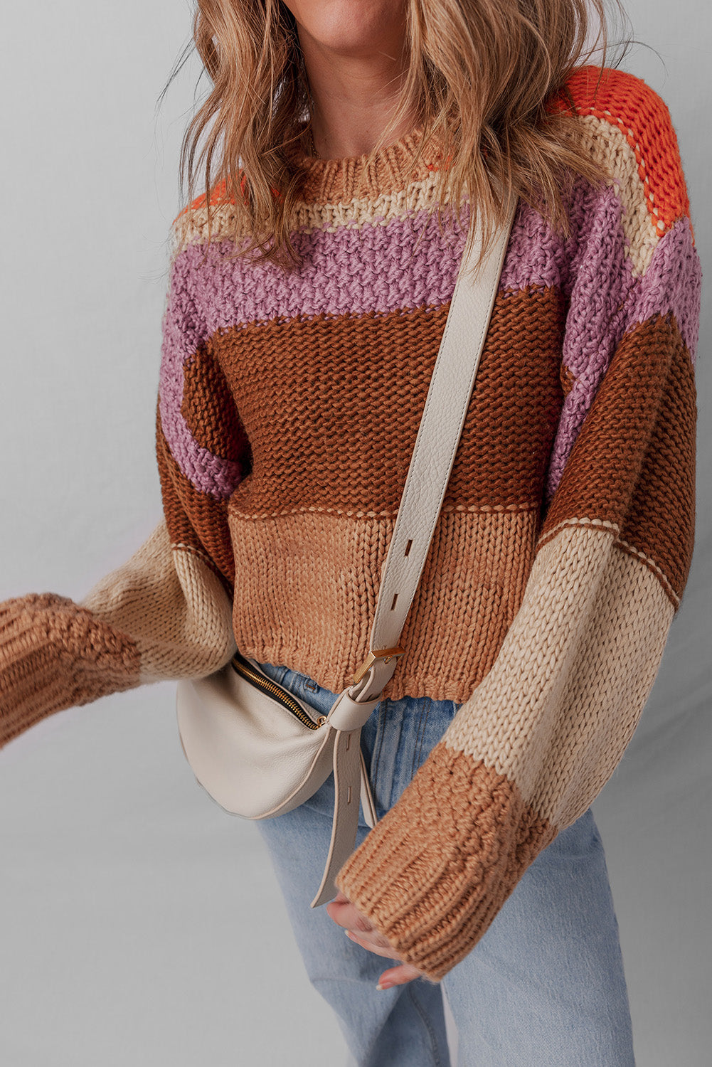 Lydia Cropped Knitted Sweater Threaded Pear