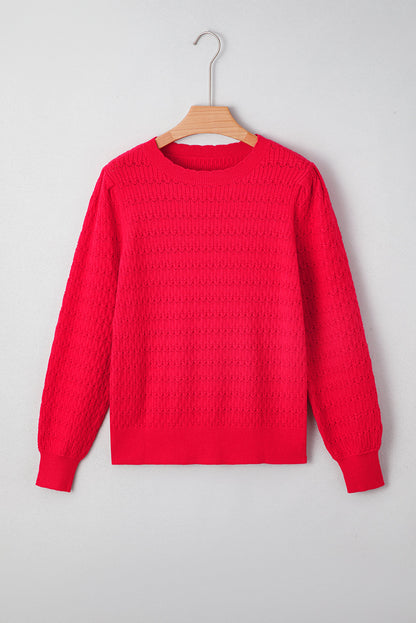 Kay Knit Ribbed Cuffs Crew Neck Sweater