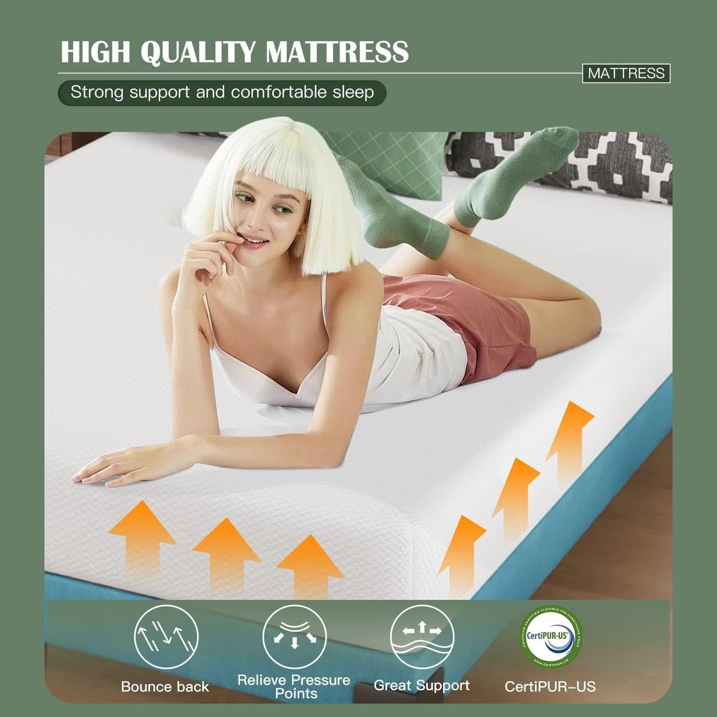 Breathable Gel Memory Foam Mattress for Cooler Sleep