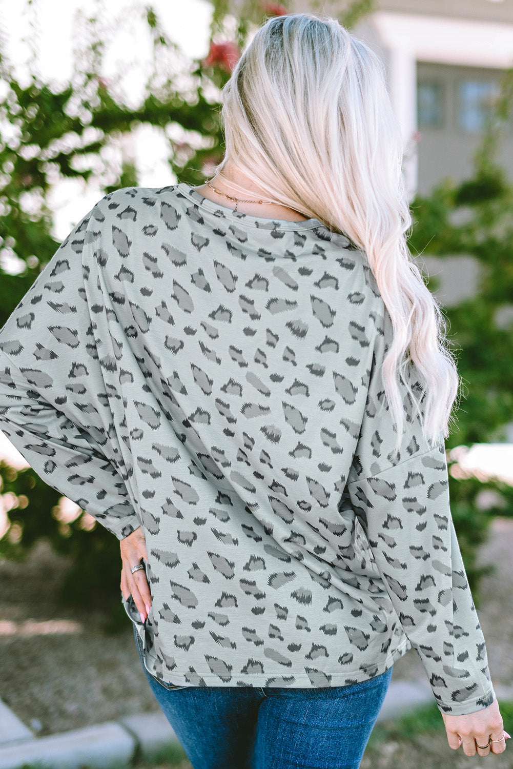 Evelyn Print Stitching Loose Long Sleeve Top