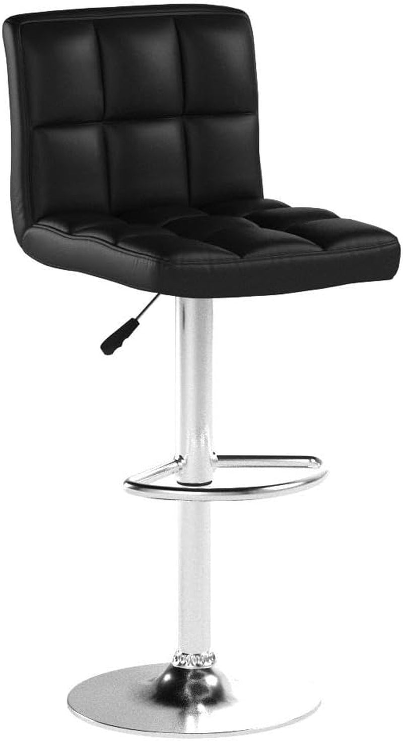 Bar Stools Set of 2, Adjustable Swivel Bar Stools, Counter Height Bar Stools with Back PU Leather Armless Hydraulic Kitchen Counter Bar Stool (Black) ShipItFurniture
