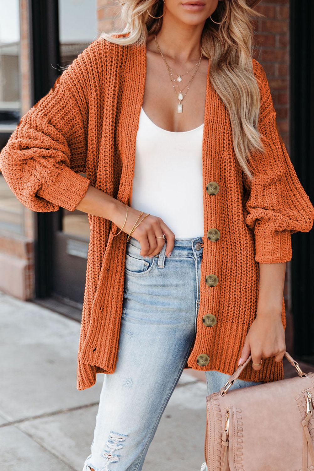 Rachel Front Chunky Cardigan Sweater