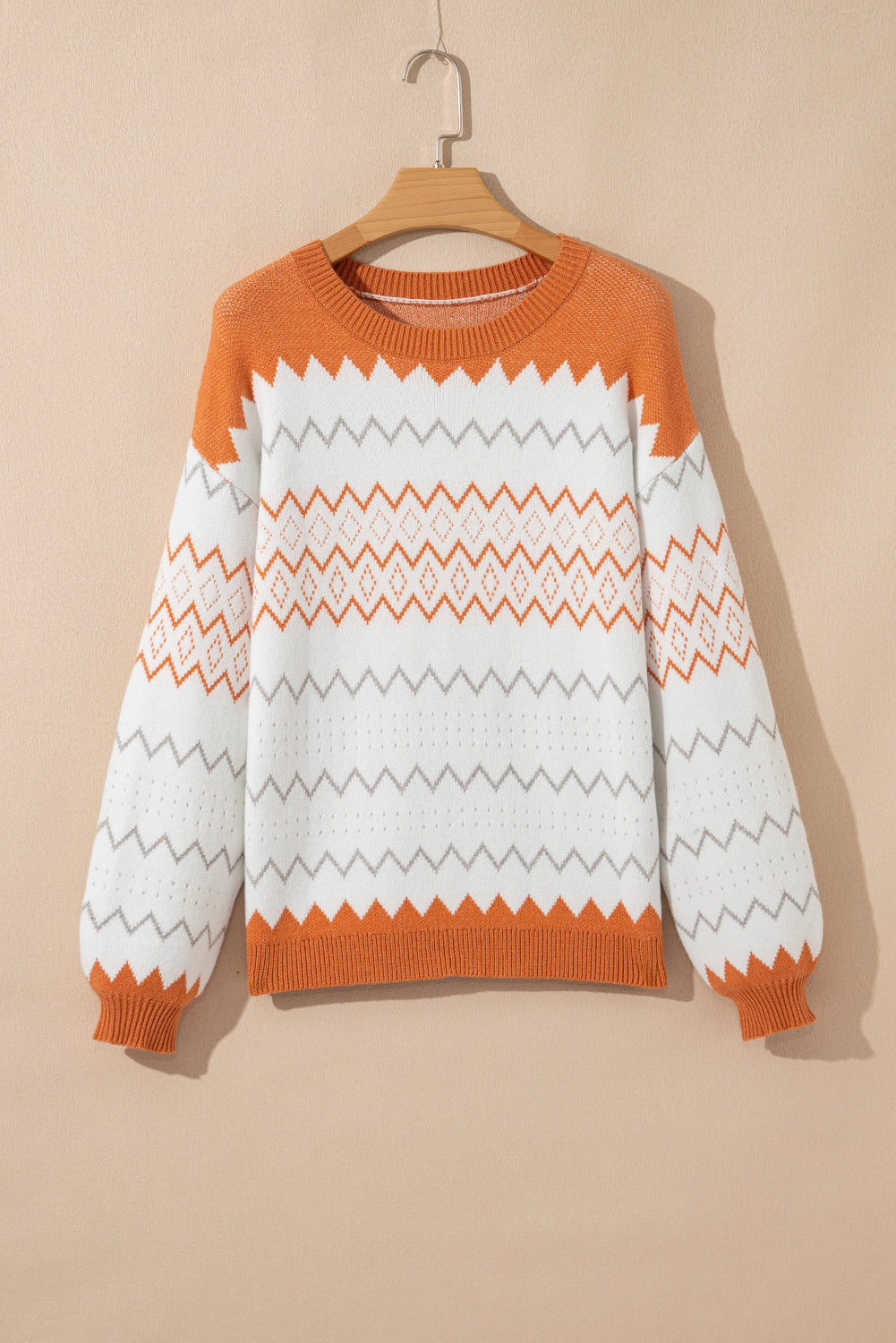 Daphne Zigzag Knitted Pullover Sweater Threaded Pear