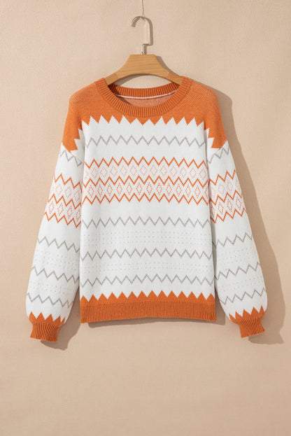Daphne Zigzag Knitted Pullover Sweater