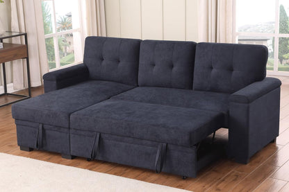85Inch Dark Gray Reversible Sleeper Sectional Sofa ShipItFurniture
