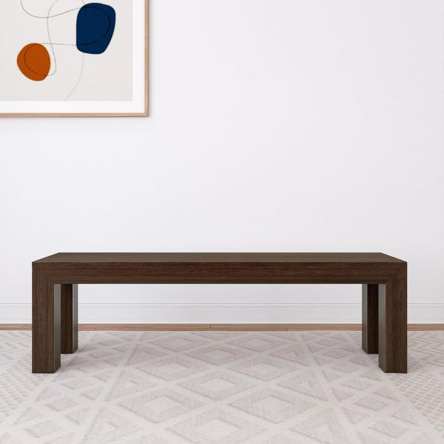 60 Inch Dining Bench for Dining Room, Bench for 72 Inch Table Kitchen Dining Seat, Wooden Outdoor Bench, Solid Wood Entryway Bench, Walnut Wirebrush