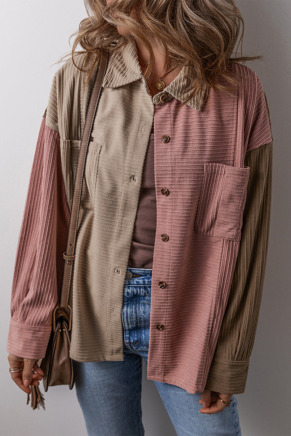 Abigail Block Chest Corduroy Shacket