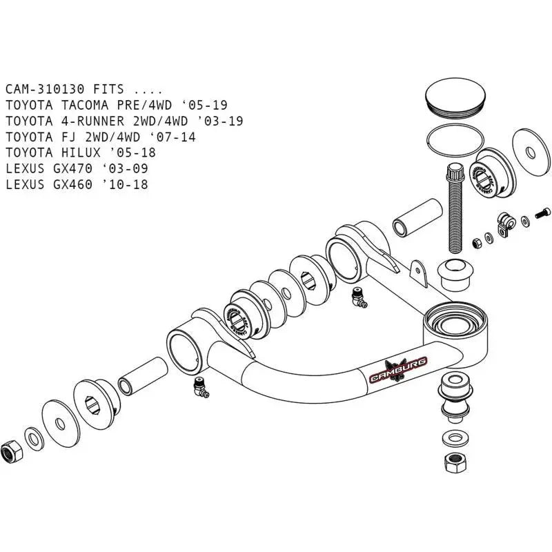 Camburg Toyota Tacoma Pre/4WD 05-23 / 4-Runner 03-23 / FJ 07-14 1.25in Uniball Upper Arms w/ covers NP Motorsports