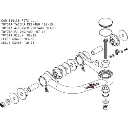 Camburg Toyota Tacoma Pre/4WD 05-23 / 4-Runner 03-23 / FJ 07-14 1.25in Uniball Upper Arms w/ covers NP Motorsports