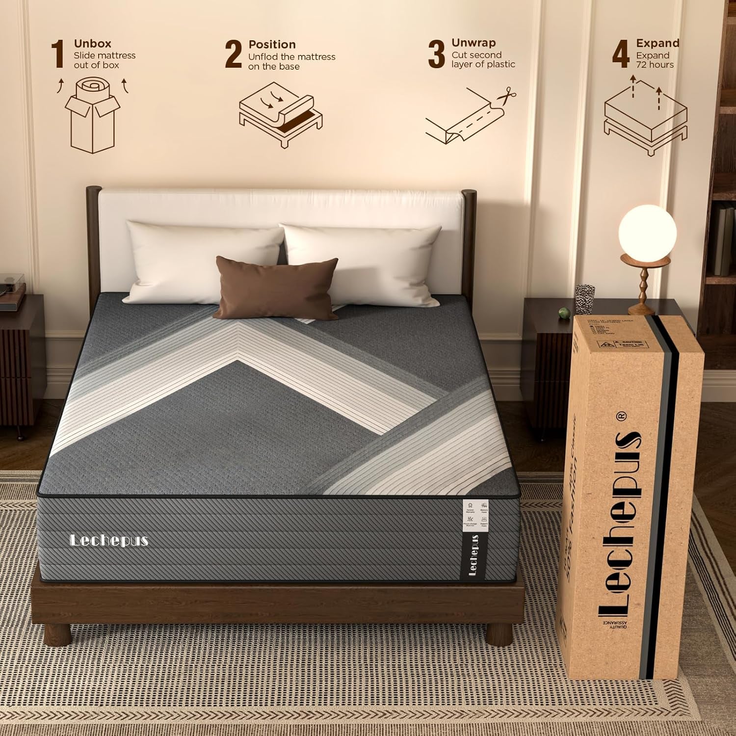 10 Inch Medium Firm Hybrid Queen Mattress in Box ShipItFurniture