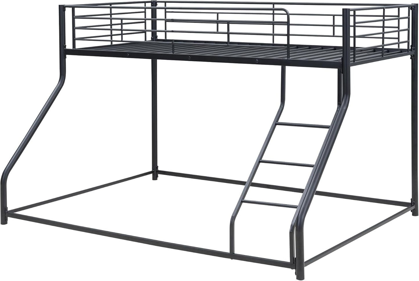 Twin over Queen Bunk Bed, Floor Bunk Bed, Heavy Duty Metal Bunk Bed Frame, Queen Bunk Bed for Adults, Adult Bunk Beds Heavy Duty, Twin XL Bunk Bed, Black ShipItFurniture