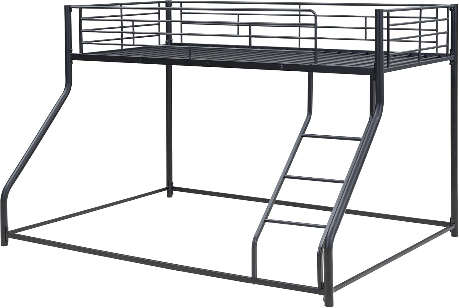 Twin over Queen Bunk Bed, Floor Bunk Bed, Heavy Duty Metal Bunk Bed Frame, Queen Bunk Bed for Adults, Adult Bunk Beds Heavy Duty, Twin XL Bunk Bed, Black ShipItFurniture
