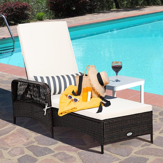 Adjustable Rattan Chaise Lounge Chair for Outdoor Relaxation ShipItFurniture