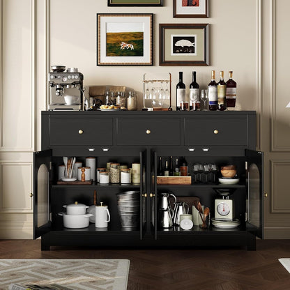 55-Inch Matte Black Sideboard Buffet For Dining Room Storage ShipItFurniture