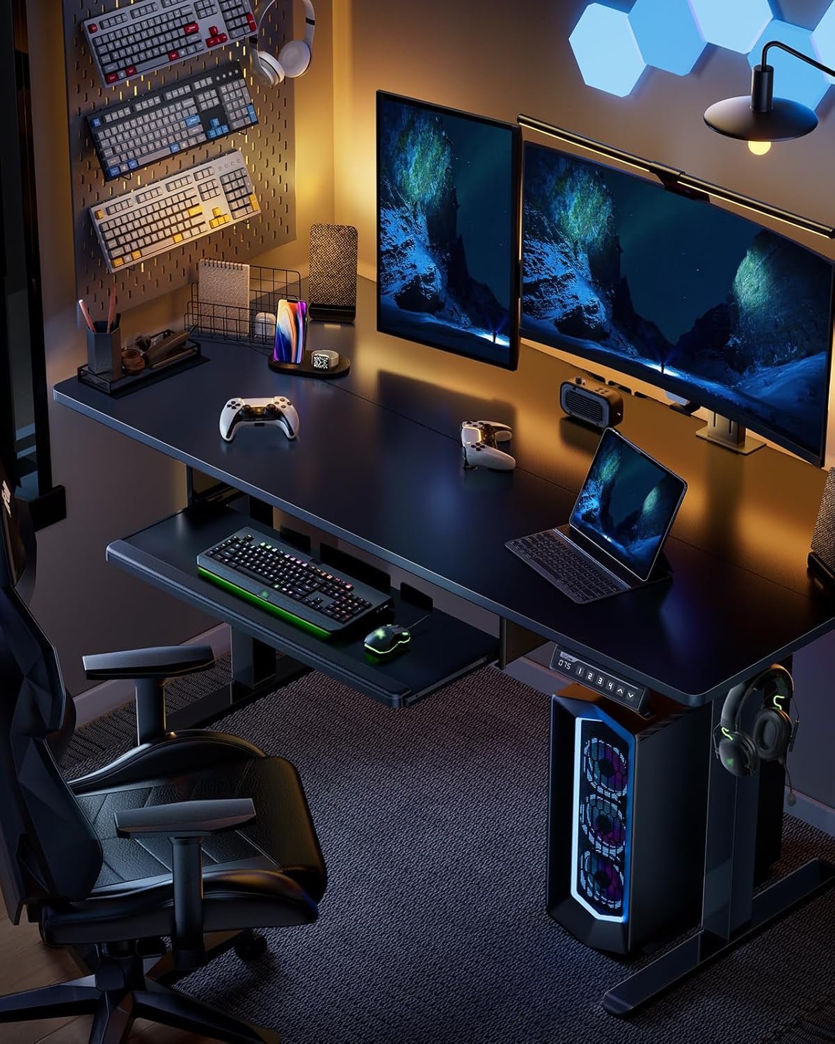 Electric Standing Desk with Adjustable Height Keyboard Tray ShipItFurniture