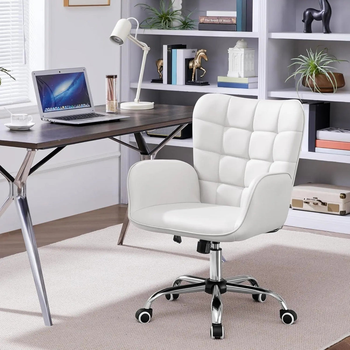 Ergonomic Faux Leather Office Chair White Adjustable - Get it from Bo