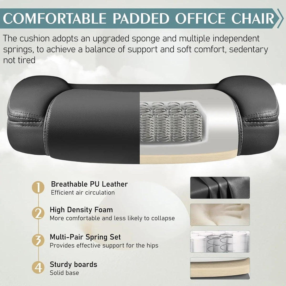 Ergonomic Leather Office Chair Adjustable Armrests Black - Get it from Bo