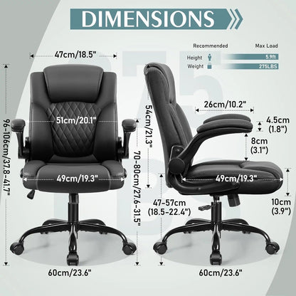 Ergonomic Leather Office Chair Adjustable Armrests Black - Get it from Bo