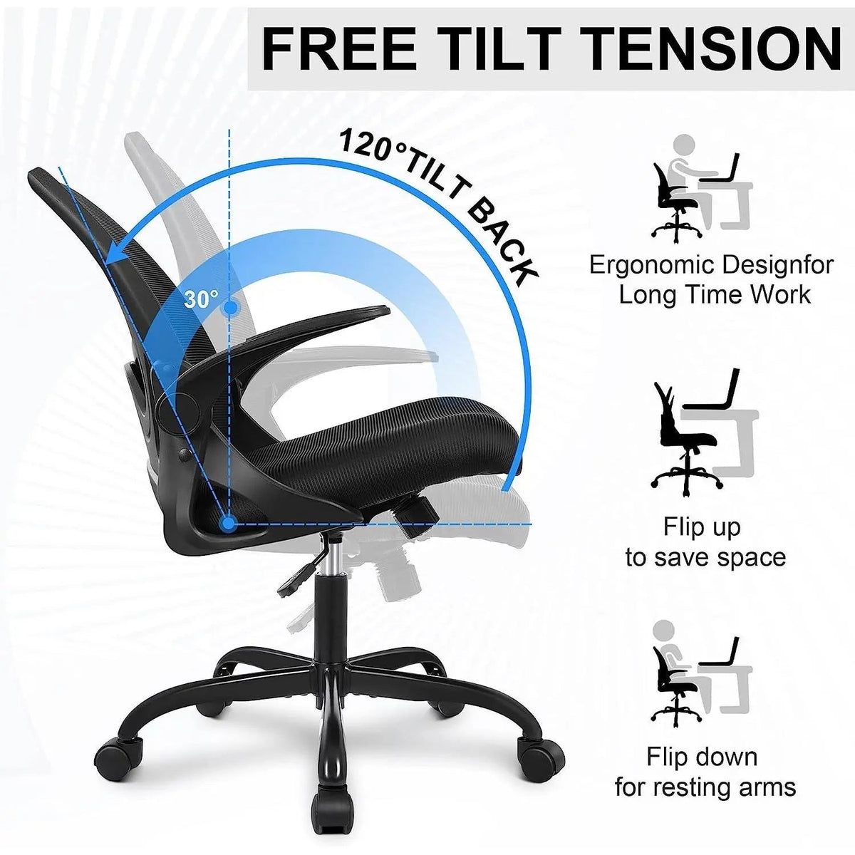 Ergonomic Mesh Office Chair With Adjustable Height - Get it from Bo