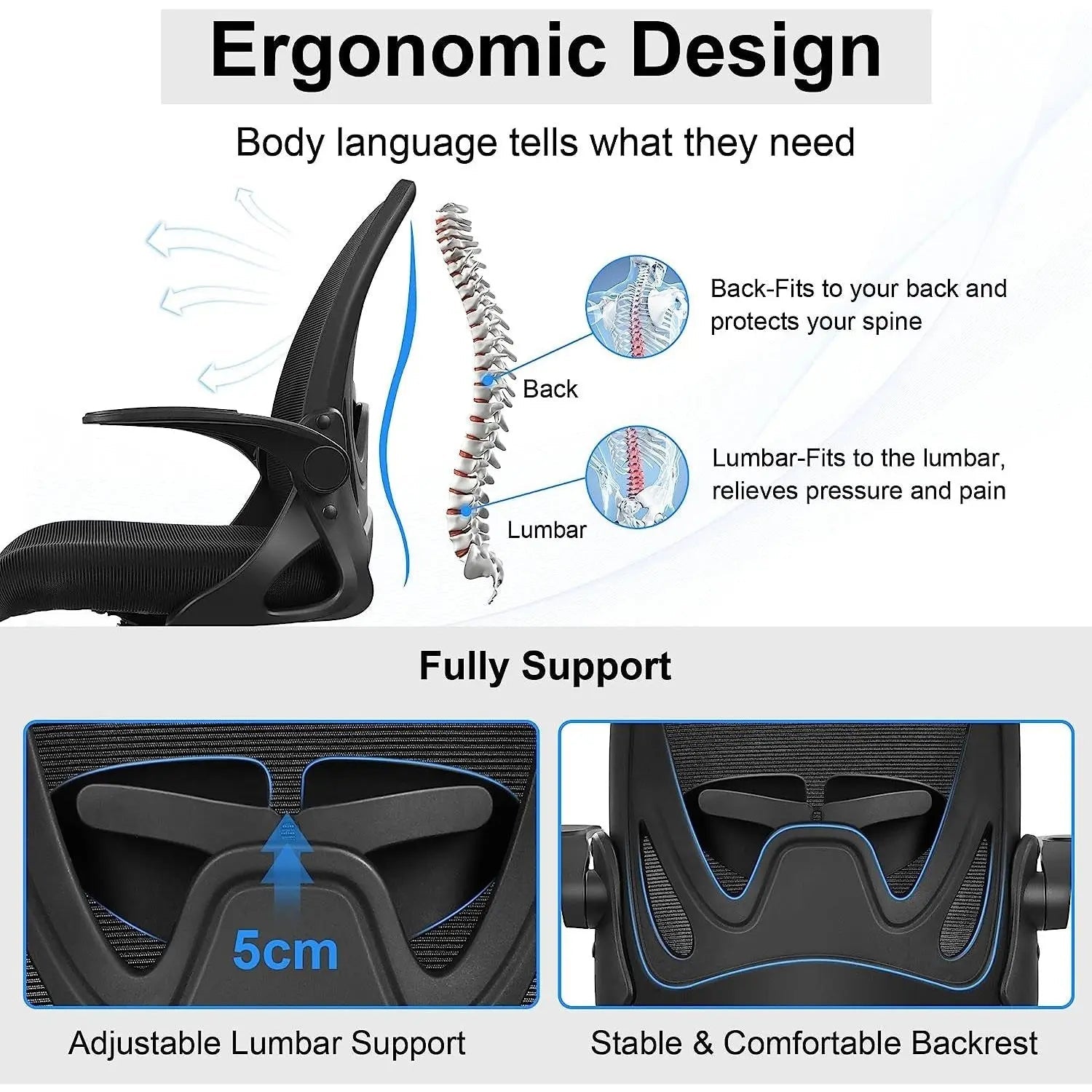Ergonomic Mesh Office Chair With Adjustable Height - Get it from Bo