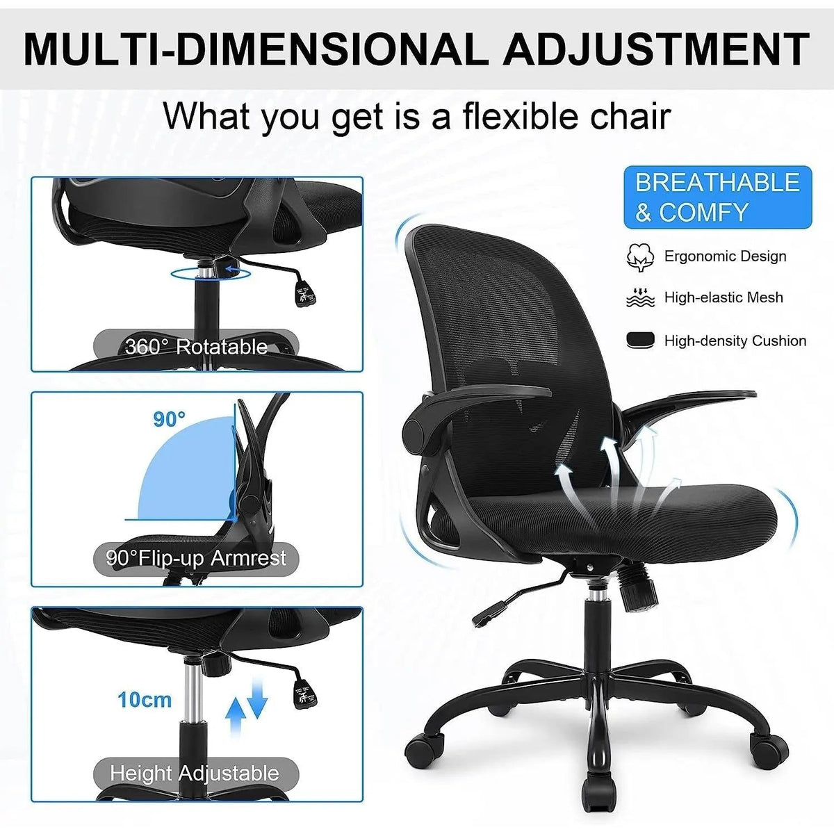 Ergonomic Mesh Office Chair With Adjustable Height - Get it from Bo