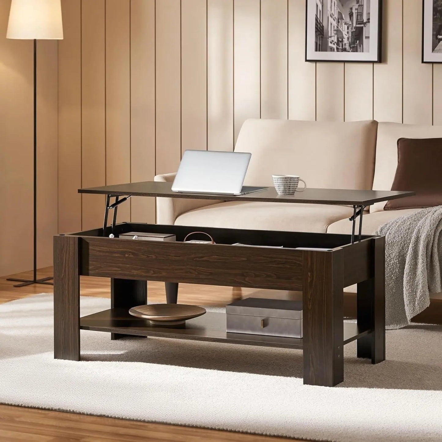 Espresso Lift Top Coffee Table With Hidden Compartment - Get it from Bo