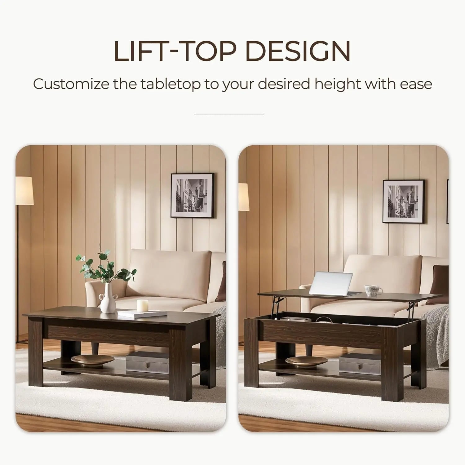 Espresso Lift Top Coffee Table With Hidden Compartment - Get it from Bo